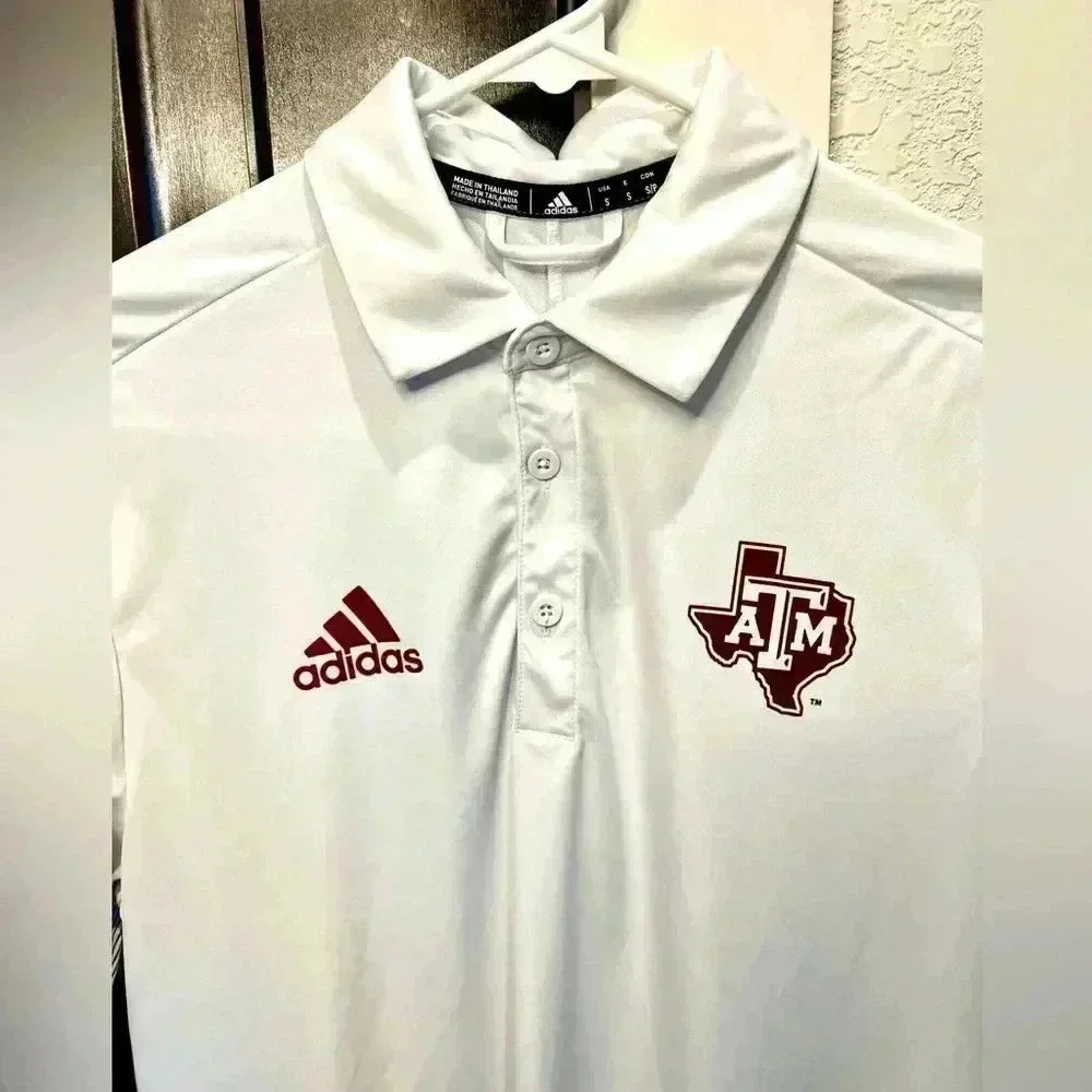 Adidas Texas A&M Men’s Performance White Polo- Size Small